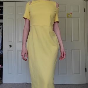 ASOS yellow midi dress
